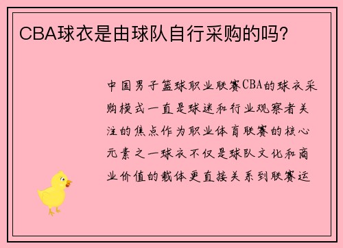 CBA球衣是由球队自行采购的吗？