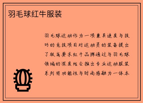 羽毛球红牛服装